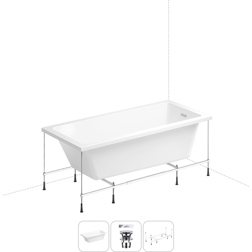 Изображение товара Акриловая ванна Wellsee 165х80 см FreeDom 2.0 современная прямоугольная