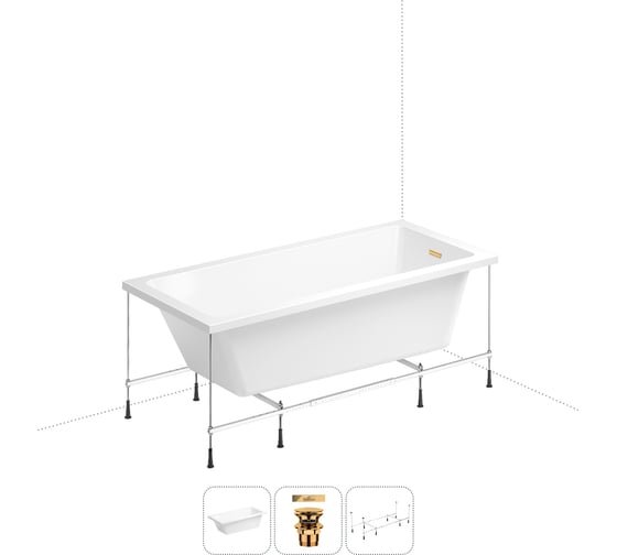 Изображение товара Акриловая ванна Wellsee 165х80 см FreeDom 2.0 в наборе 3 в 1 20212779R