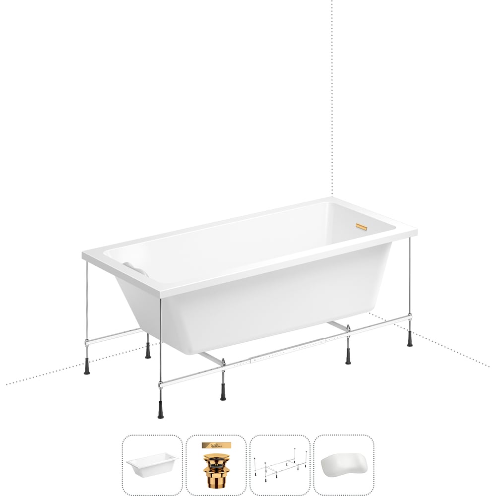 Изображение товара Акриловая ванна Wellsee 165х80 см FreeDom 2.0 в наборе 4 в 1