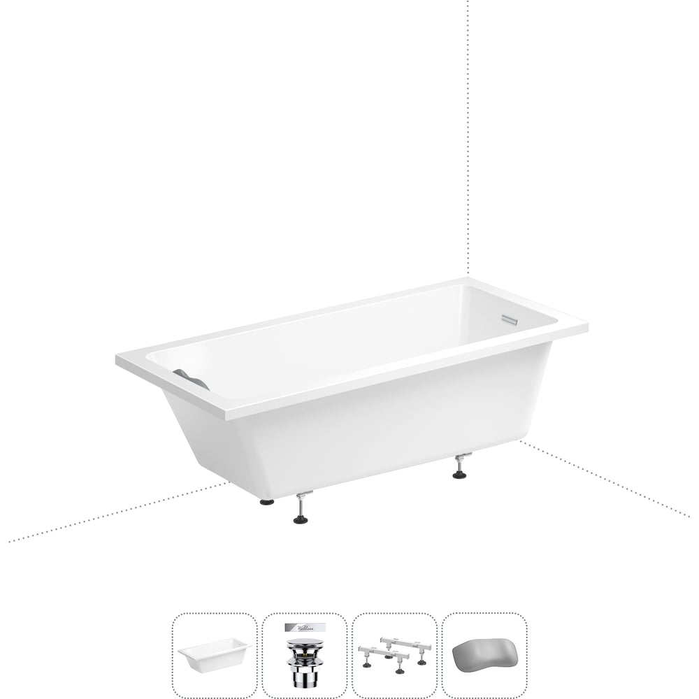 Изображение товара Акриловая ванна Wellsee 165х80 см FreeDom 2.0 в наборе 4 в 1