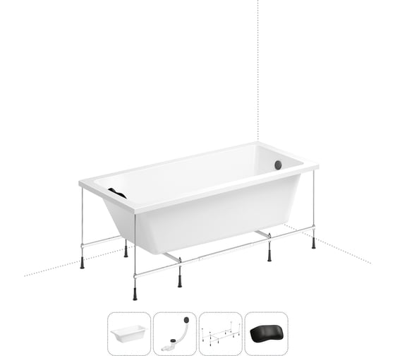 Изображение товара Акриловая ванна Wellsee 165х80 см FreeDom в наборе 4 в 1 20212752R