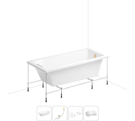 Изображение товара Акриловая ванна Wellsee 165х80 см FreeDom в наборе 4 в 1 20212755R