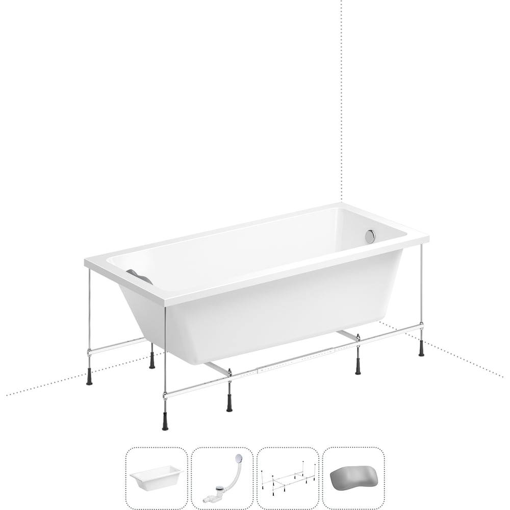 Изображение товара Акриловая ванна Wellsee 165x80 см FreeDom с подголовником