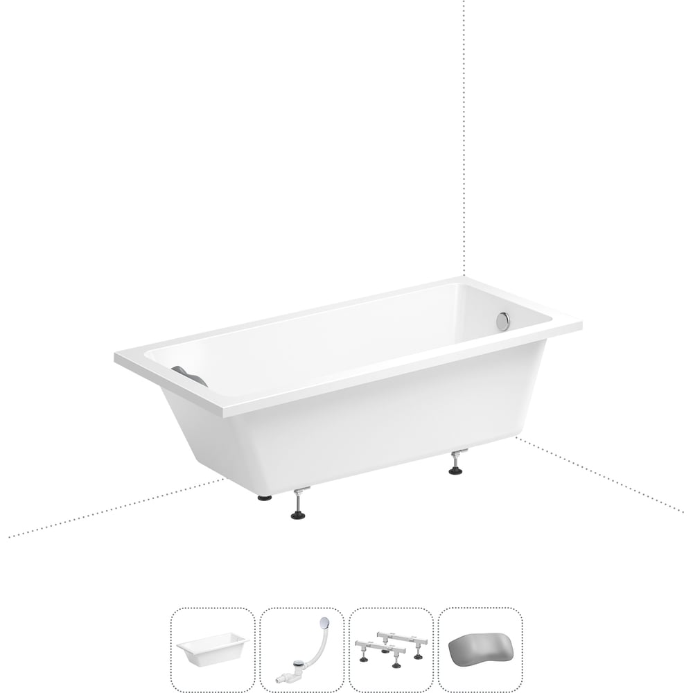 Изображение товара Акриловая ванна Wellsee 165х80 см FreeDom в наборе 4 в 1