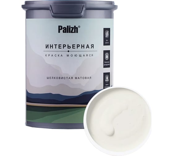 Изображение товара Краска интерьерная Palizh шелковисто-матовая №807 льняной белый 1,4 кг 11613933