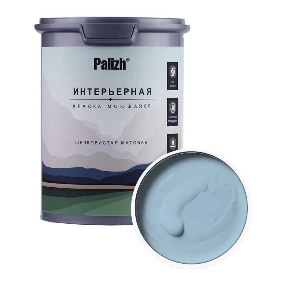 Изображение товара Интерьерная акриловая краска Palizh №818 горное озеро полуматовая для стен потолков 1,4 кг