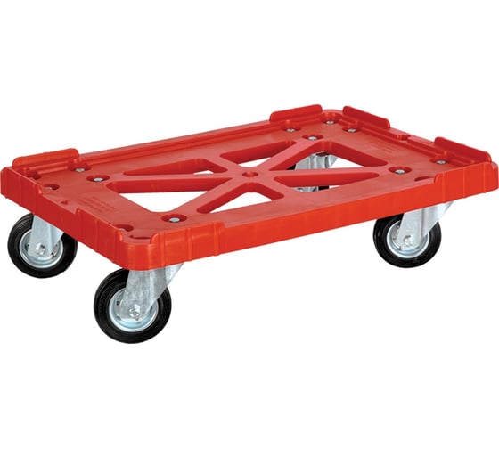 Изображение товара Тележка Тара.ру п/э 600х400 чёрные резиновые колёса, красный 08166