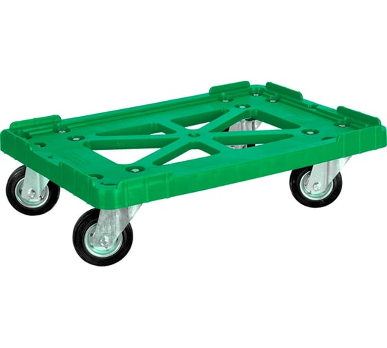 Изображение товара Тележка Тара.ру п/э 600х400 чёрные резиновые колёса, зелёный 08167