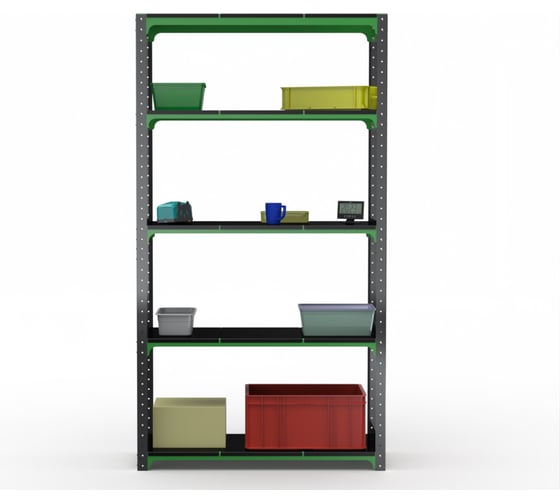 Изображение товара Стеллаж ООО Металекс Kit Comfort 2000х1500х300 мм, 5 полок, серо-зеленый 202158