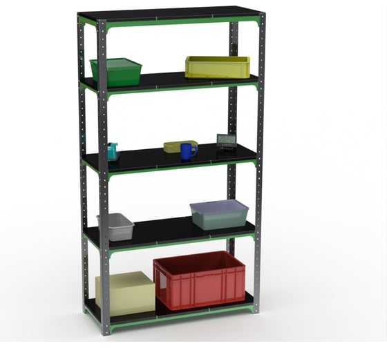 Изображение товара Стеллаж ООО Металекс Kit Comfort 1800х1400х600 мм, 5 полок, серо-зеленый 202112