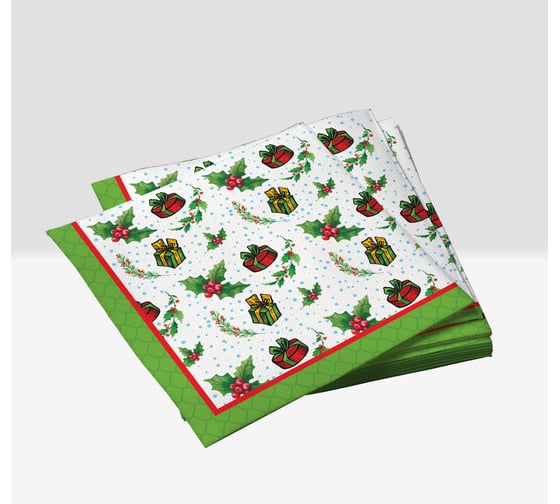 Изображение товара Салфетки бумажные трехслойные Новогодний микс-1, 33x33 см, 20шт ND Play 314047