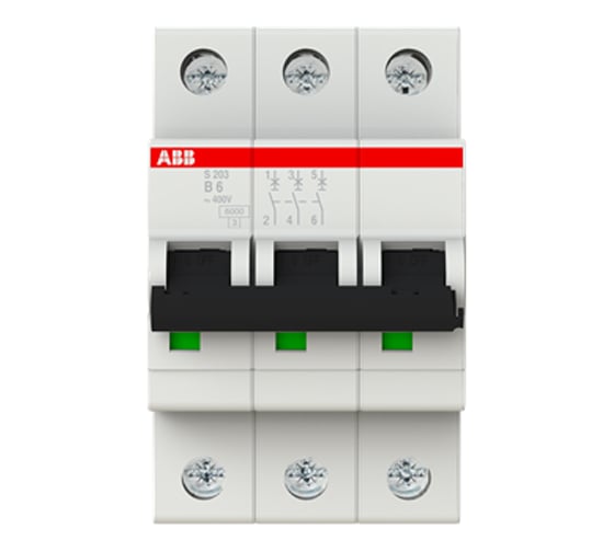 Изображение товара Автоматический выключатель ABB S203, B6, 3-полюсный 2CDS253001R0065
