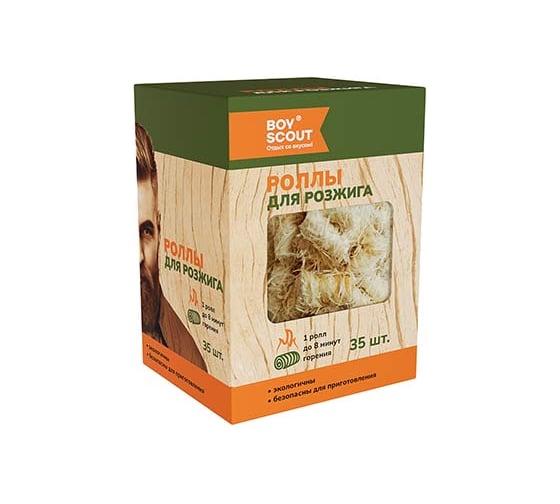 Изображение товара Роллы для розжига BOYSCOUT 35 шт, в колорбоксе с окном 61629