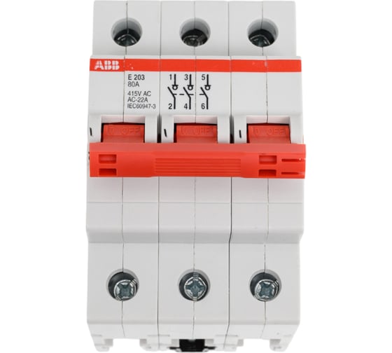 Изображение товара Рубильник ABB E203r, 80A, 3-полюсный, рычаг 2CDE283001R0080