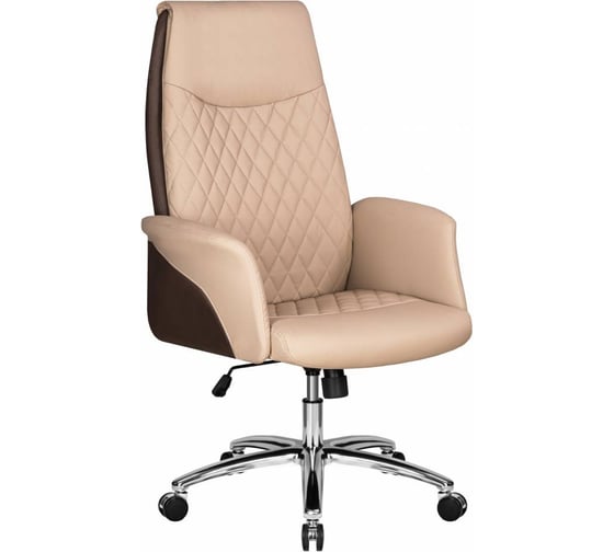 Изображение товара Офисное кресло для руководителей DOBRIN LEONARD цвет сиденья коричнево-бежевый, цвет основания хромированная сталь LMR-128B_M_EL-brown-beige