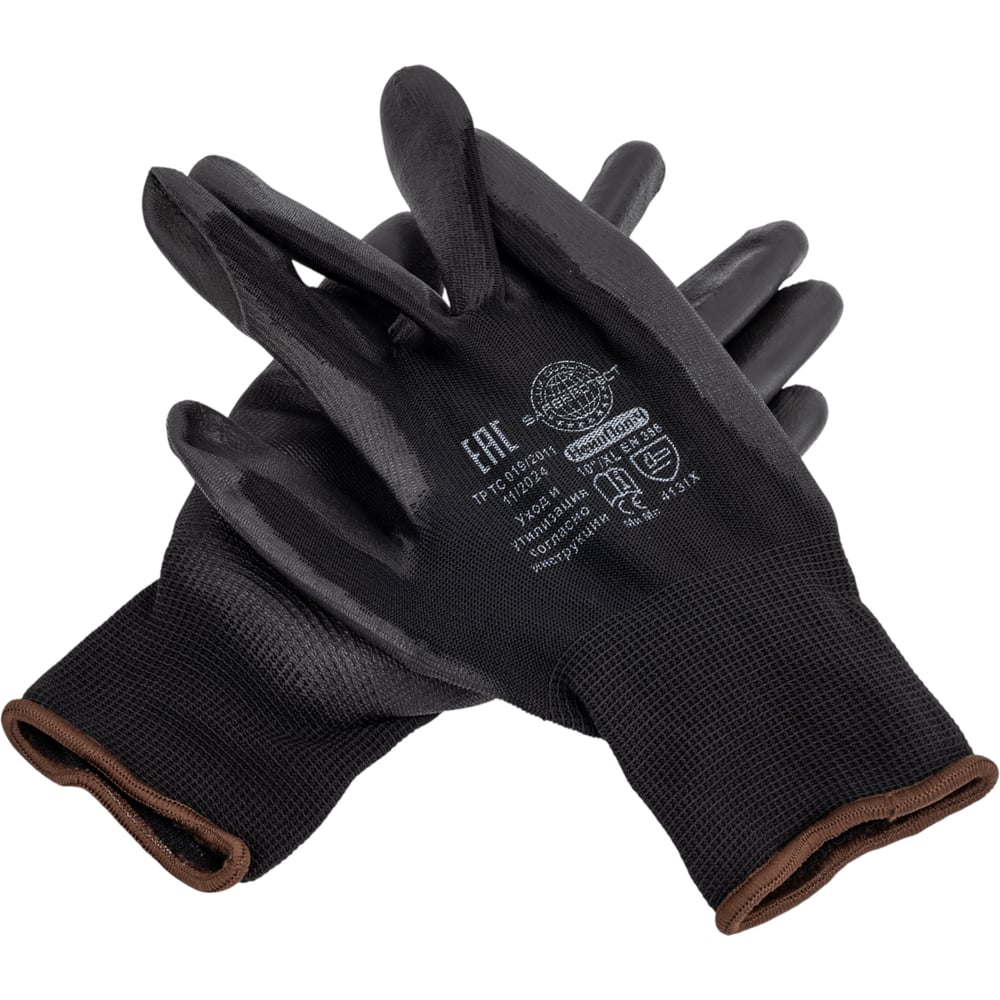 Изображение товара Перчатки Safeprotect НейпПол-Ч нейлон полиуретан черные XL
