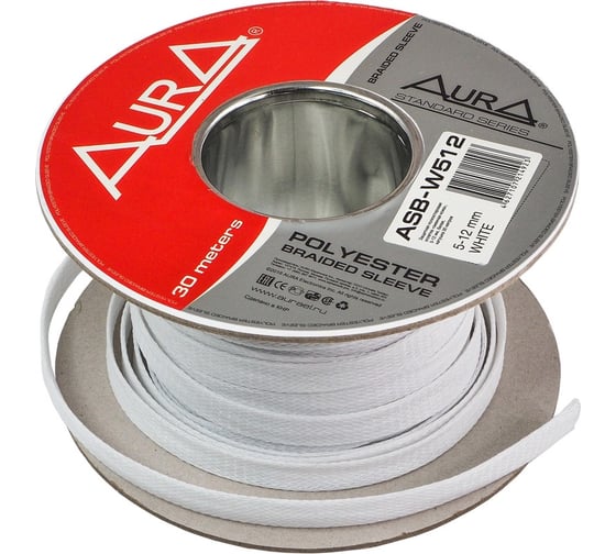 Изображение товара Защитная оплетка AURA полиэстер 5-12мм, белая ASB-W512