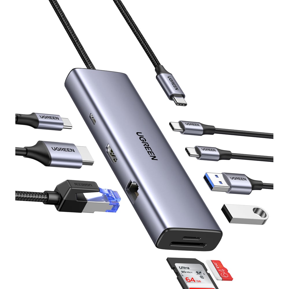 Изображение товара USB-концентратор Ugreen CM498 USB-C с HDMI и SD картами