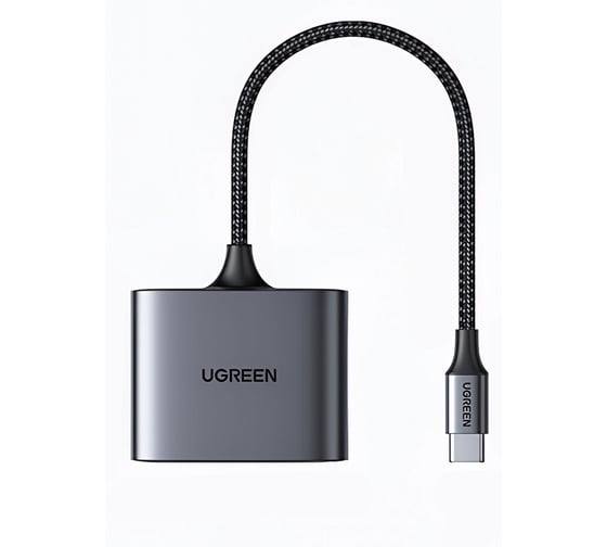 Изображение товара Кардридер Ugreen CM387 USB-C к SD/TF, USB 2.0, цвет серый космос () 80798