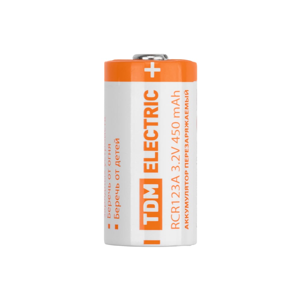 Аккумулятор TDM ELECTRIC RCR123A 3,2 В 450 м Ач Li-Ion, BP-1, TDM SQ1702-0089