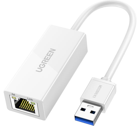 Изображение товара Адаптер Ugreen CR111 USB 3.0 Gigabit Ethernet, цвет белый 20255