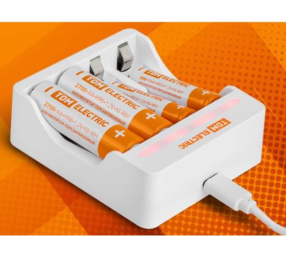 Изображение товара Зарядное устройство TDM ELECTRIC 2044 (200 mA 4 слота АА/ААА 4 кан. USB) TDM SQ1702-0107