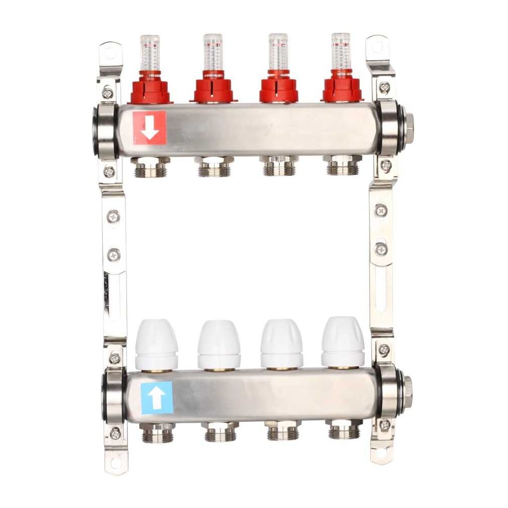 Изображение товара Коллектор регулируемый с расходомерами Gappo из нержавеющей стали 5 контуров