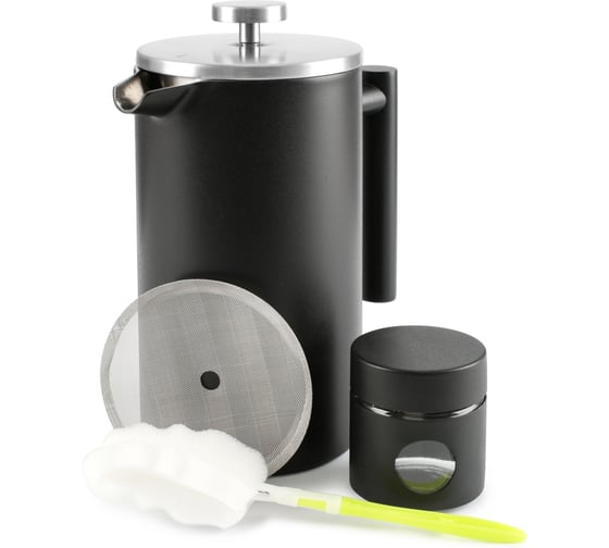 Изображение товара Набор Attribute BLACK EDITION стальной френч пресс 1000 мл + баночка для чая/кофе ATF401