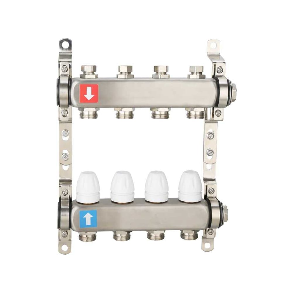 Изображение товара Коллектор регулируемый с запорными клапанами Gappo из нержавеющей стали 2-вых. 1 3/4 дюйма G428.2