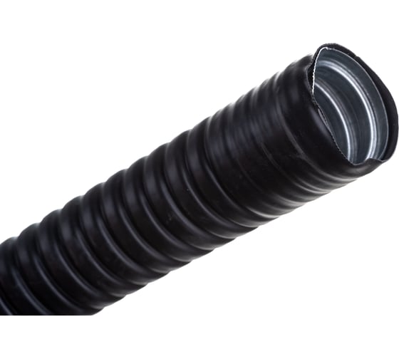 Изображение товара Металлорукав в ПВХ изоляции ГОФРОМАТИК Р3-ЦП нг 20 20 м/уп. черный DIY zeta43023