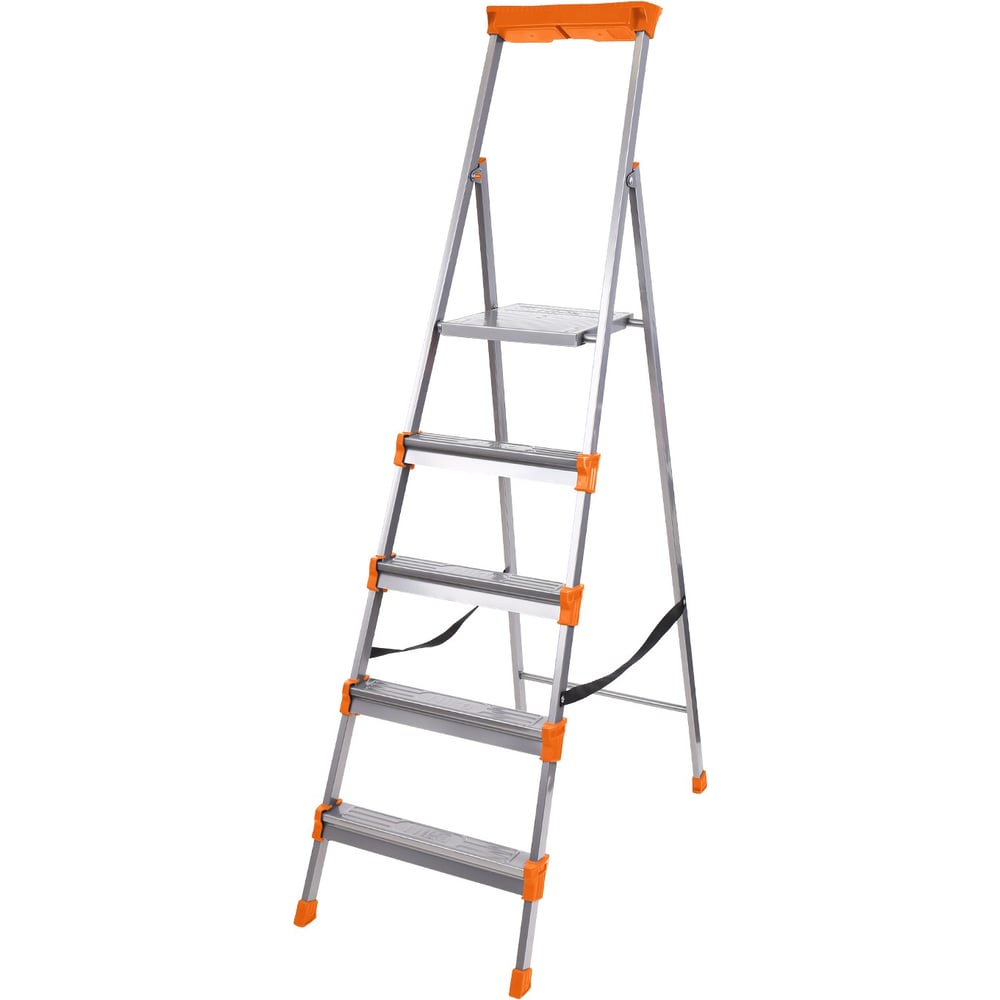 Изображение товара Стремянка OVK HOME СМ5 односторонняя стальная лестница с широкими ступенями
