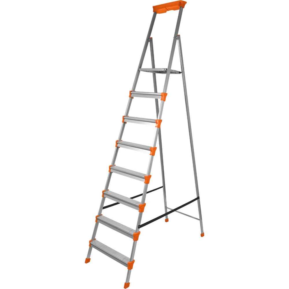 Изображение товара Стремянка OVK HOME СМ8 из стали односторонняя 8 ступеней рабочая высота 3.92м