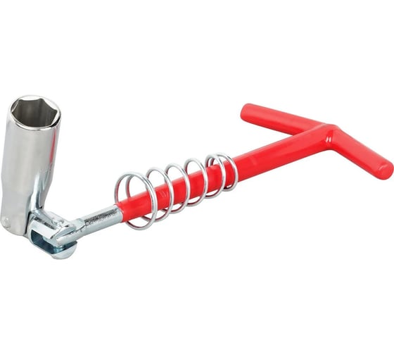 Изображение товара Ключ свечной Т-образный с карданом AIRLINE 16x350 мм, с резиновым фиксатором и пружиной ATAC028