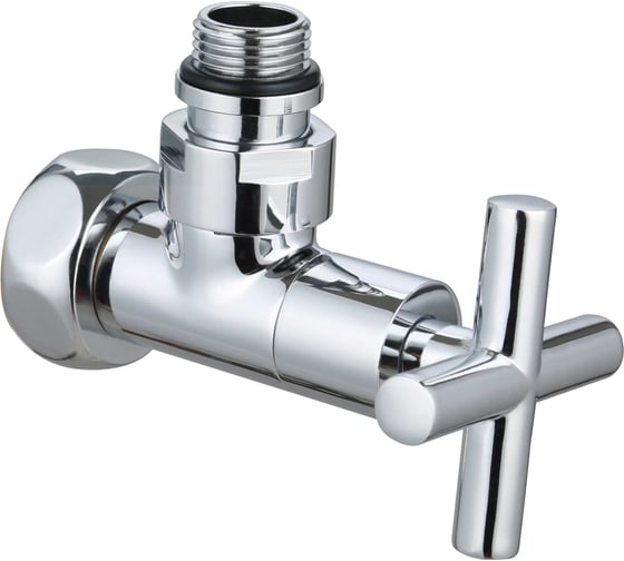 Изображение товара Кран для полотенцесушителя Gappo угловой, НР-ВР, хром 2 шт. в комплекте 1/2"M x 3/4"F G473.0405