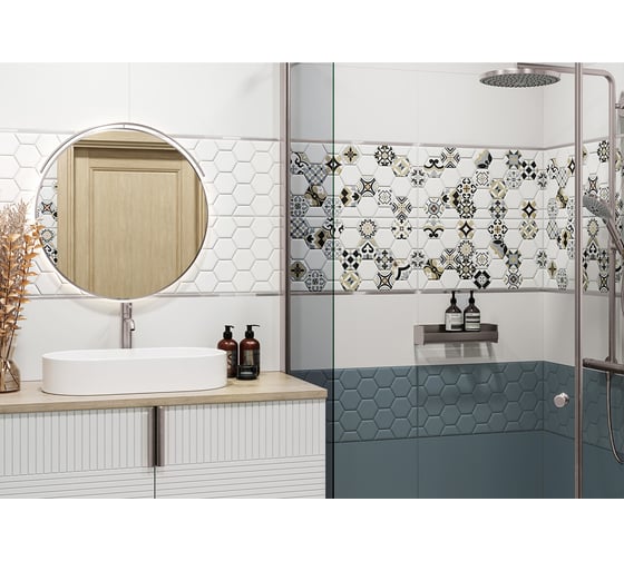 Изображение товара Плитка настенная New Trend Edelweiss Hexagon White 300x600x9, 1,8м2, белый WT36EDW15