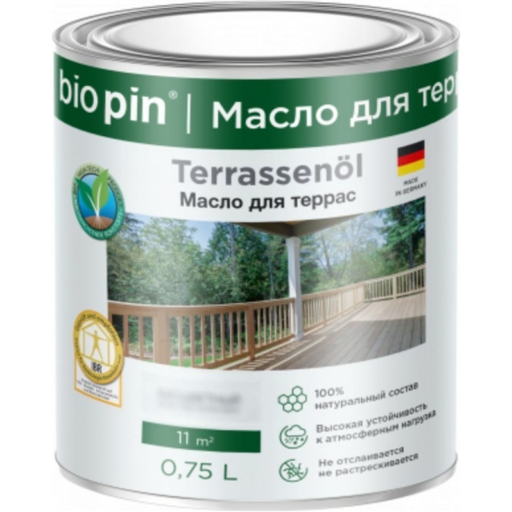 Масло для террас BIO PIN масло для террас osmo terrassen оle 009 лиственница шелковисто матовое 2 5 л
