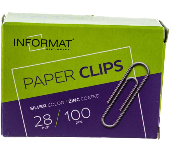 Изображение товара Оцинкованные скрепки INFORMAT серебро 100 шт 28 мм PCZ28-100