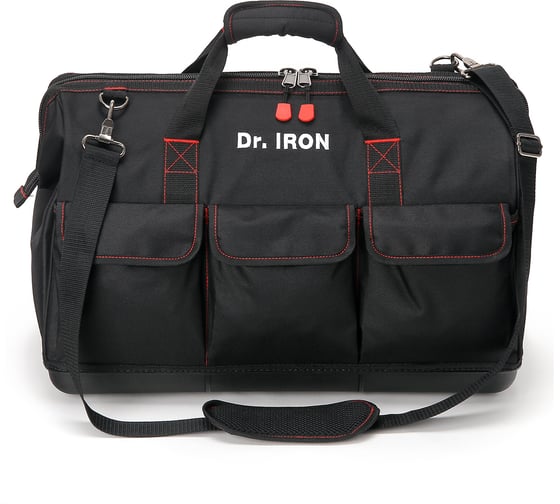 Изображение товара Сумка для инструмента с пластиковым дном с ремнем Dr. IRON 510х260х390 мм DR1029