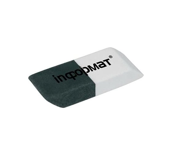 Изображение товара Комбинированный скошенный ластик INFORMAT БИЗНЕС каучук 53х19х9 мм серо-белый ERWGC