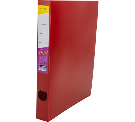 Изображение товара Папка с кольцами INFORMAT А4 2 кольца 700 мкм 40 мм красный пластик NP50-40R