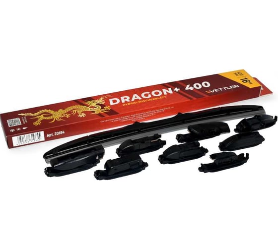 Изображение товара Щетка стеклоочистителя гибридная VETTLER 400 мм DRAGON+ (8 адаптеров) DRAGON400V