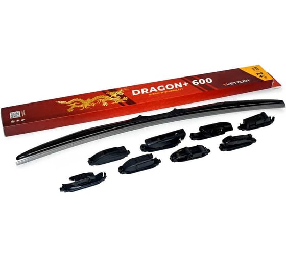 Изображение товара Щетка стеклоочистителя гибридная VETTLER 600 мм DRAGON+ (8 адаптеров) DRAGON600V