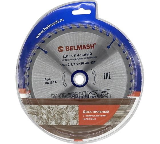Изображение товара Диск пильный (190x2.5/1.5x30/20/16 мм; 42T) Белмаш RD131A