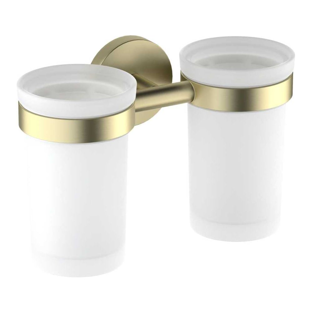 Изображение товара Стакан с держателем AQUATEK AQ4117BG Европа браш золото настенный двойной