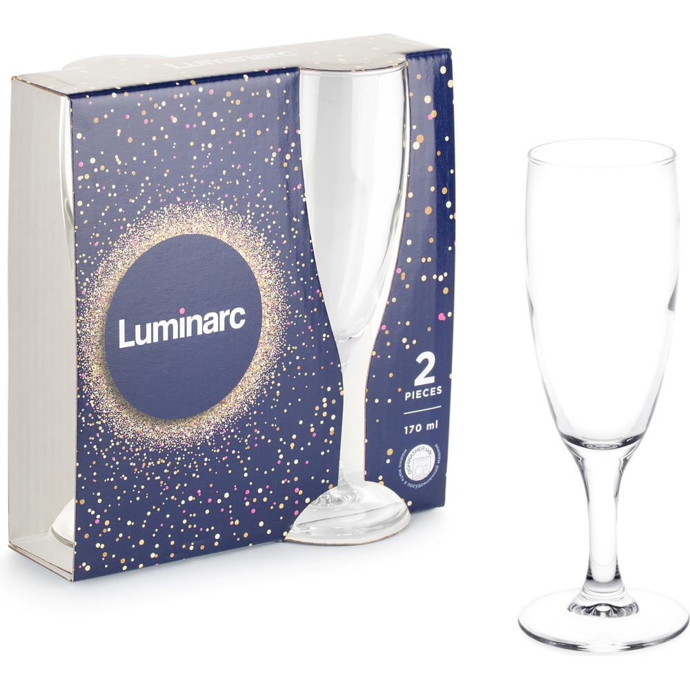 Изображение товара Набор фужеров для шампанского LUMINARC ЭЛЕГАНС 2 шт 170 мл стильный стеклянный набор