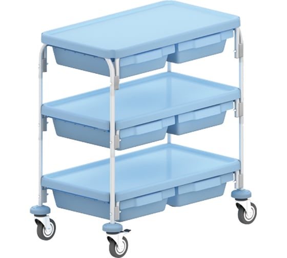 Изображение товара Внутрибольничная тележка для перевозки медикаментов, перевязочных материалов и других медицинских изделий дезар ТБ-01-КРОНТ по ТУ 9451-006-11769436-2003, в варианте исполнения 3/6 60612