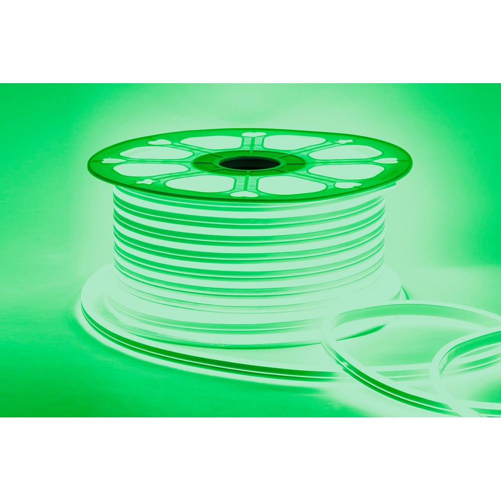 Изображение товара Светодиодный неон Apeyron двусторонний 50м зеленый IP65 для наружного и внутреннего оформления