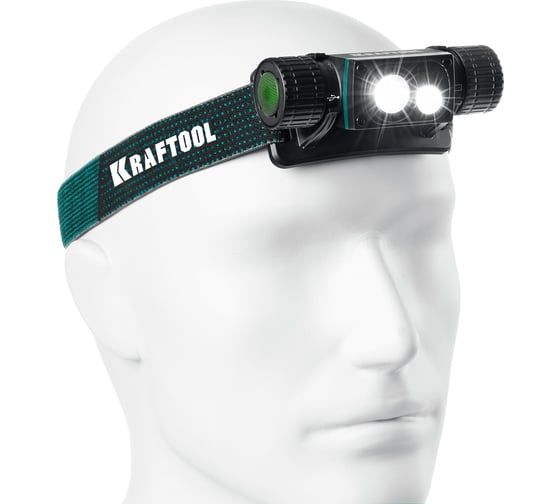 Изображение товара Аккумуляторный налобный/ручной фонарь KRAFTOOL KH-7 3в1 1000 лм, 4 режима 56450