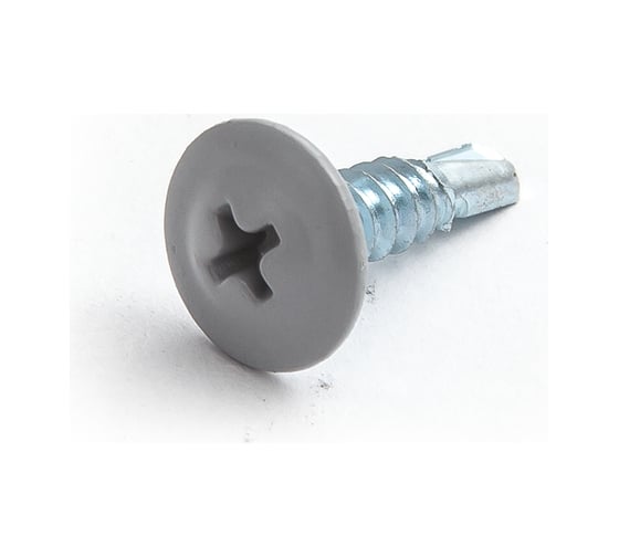 Изображение товара Саморезы ВИРТУОЗ 4,2х16 мм полусферическая головка с прессшайбой сверло, RAL7004, 50 шт 29454