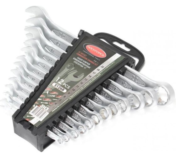 Изображение товара Набор ключей комбинированных Rockforce 15 грдадусов, 12 предметов (6-14, 17, 19, 22 мм), в пластиковом держателе RF-5126B(17099)